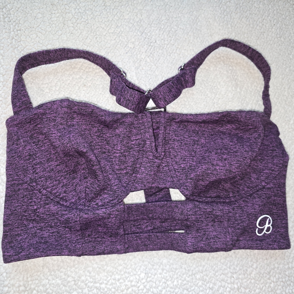 Bombshell Sportswear Buxom Sports Bra with Keyhole Detail - Purple Size L